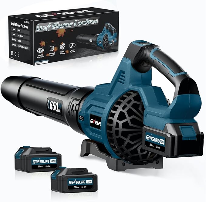 GEVEELIFE Leaf Blower Cordless, 650CFM & 3 Speed
